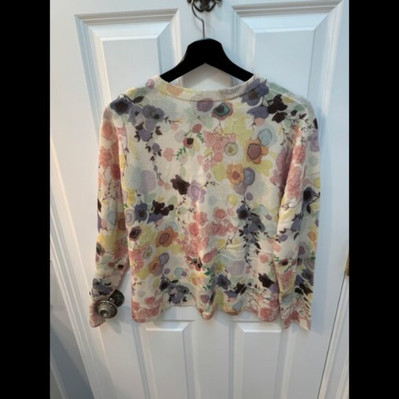 Kinross Cashmere Sweater Multi Floral pattern Size L - Picture 4 of 4
